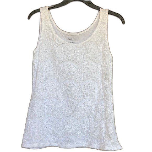 White lace front tank top - Picture 1 of 5